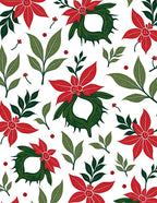 Red Green Poinsettia Leaf Wreath Rug
