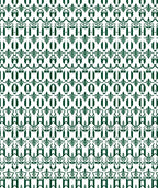 Dark Green Geometric Art Deco Border Rug