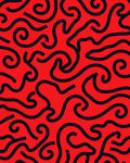 Bold Red Swirling Line Art Rug