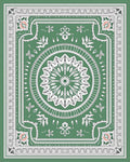 Emerald Green Medallion Floral Border Rug