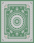 Emerald Green Medallion Floral Border Rug