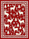 Cream Deer and Pine Tree Christmas Rug