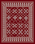 Crimson Floral Lattice Border Rug