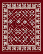 Crimson Floral Lattice Border Rug