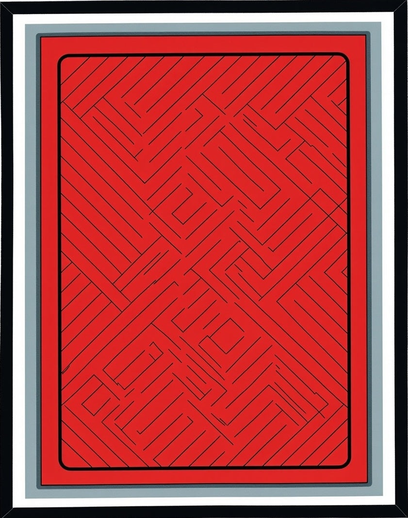 Bold Red Maze Geometric Rug