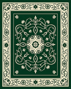 Emerald green floral vine medallion Rug
