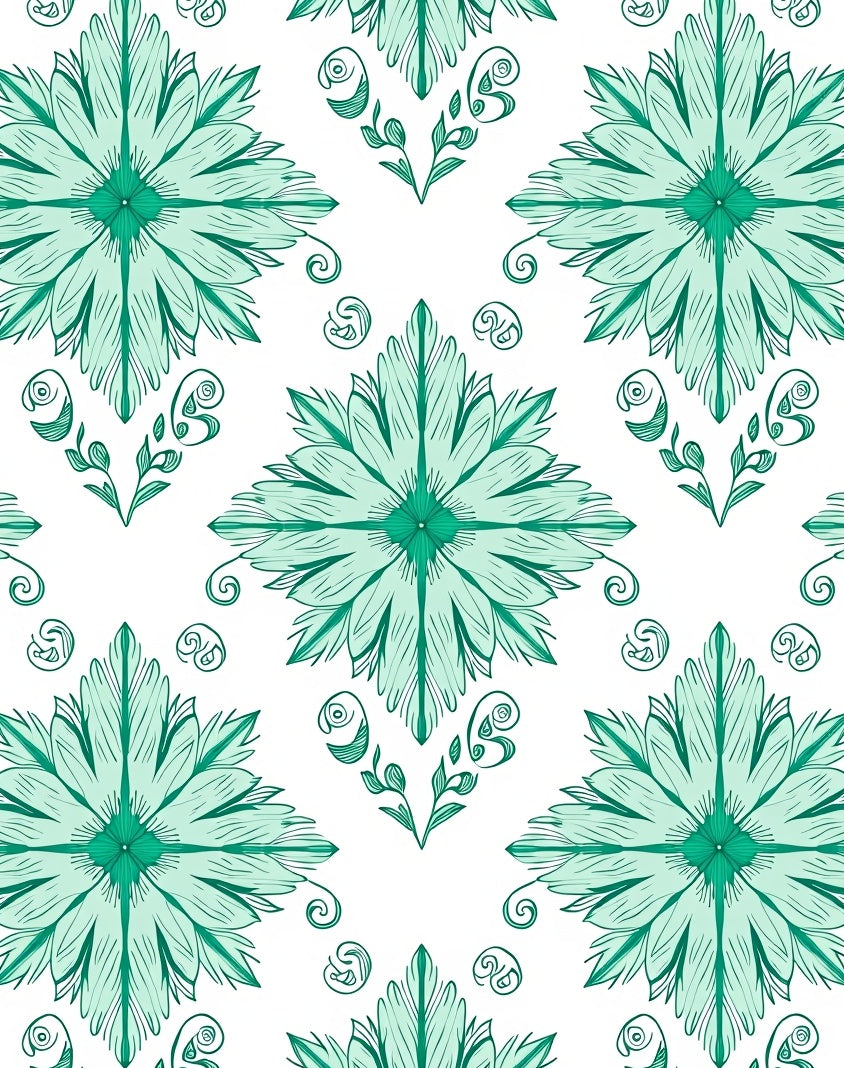 Emerald Green Floral Crest Rug