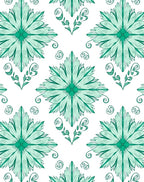 Emerald Green Floral Crest Rug