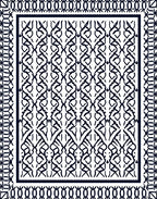 Dark Blue Traditional Scrollwork Border Rug