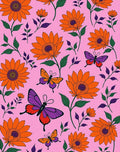 Vibrant Orange Sunflowers Purple Butterflies Rug