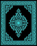 Turquoise Ornamental Mandala Border Rug