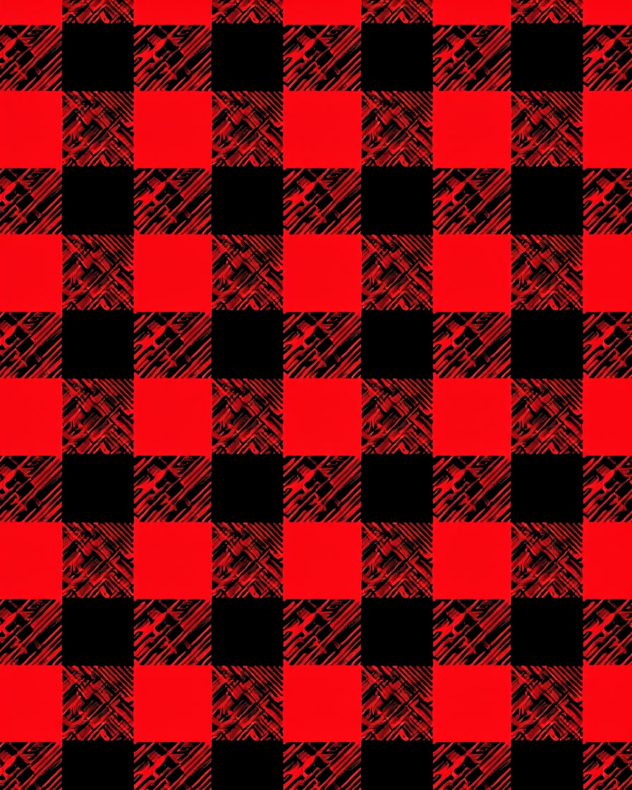 Bold Red Black Buffalo Check Texture Rug