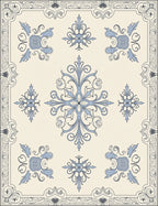 Pale Blue Floral Medallion Symmetry Rug