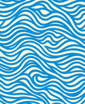 Bold Blue Cream Swirling Lines Rug