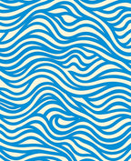 Bold Blue Cream Swirling Lines Rug