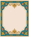 Teal Coral Gold Floral Medallion Border Rug