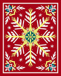 Red Yellow Snowflake Floral Sunburst Rug
