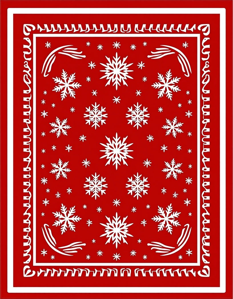 Festive Red Snowflake Medallion Rug