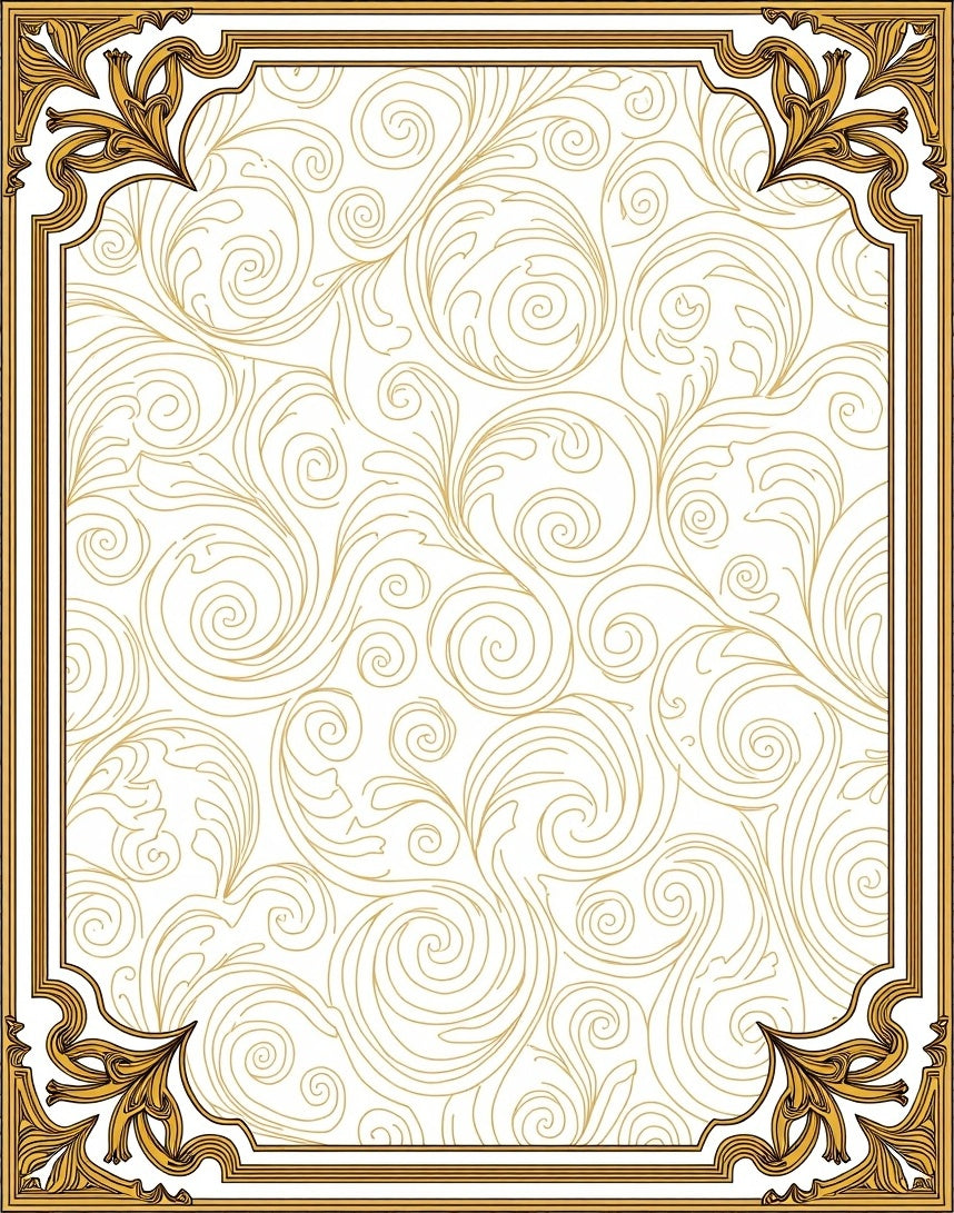 Golden Swirl Floral Ornament Rug