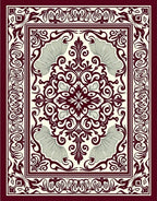 Crimson Botanical Medallion Frame Rug