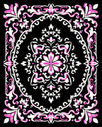 Ornate Pink and White Floral Medallion Rug