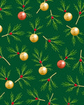 Holiday Pine Ornaments on Green Rug
