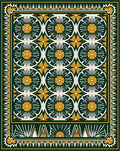 Deep Green Gold Sunburst Circles Rug
