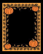 Autumn Orange Pumpkin Vine Border Rug