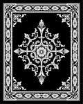 Ornate Black White Floral Medallion Rug