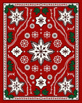 Crimson Starburst Foliage Border Rug