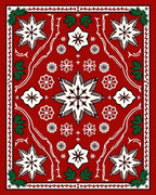 Crimson Starburst Foliage Border Rug