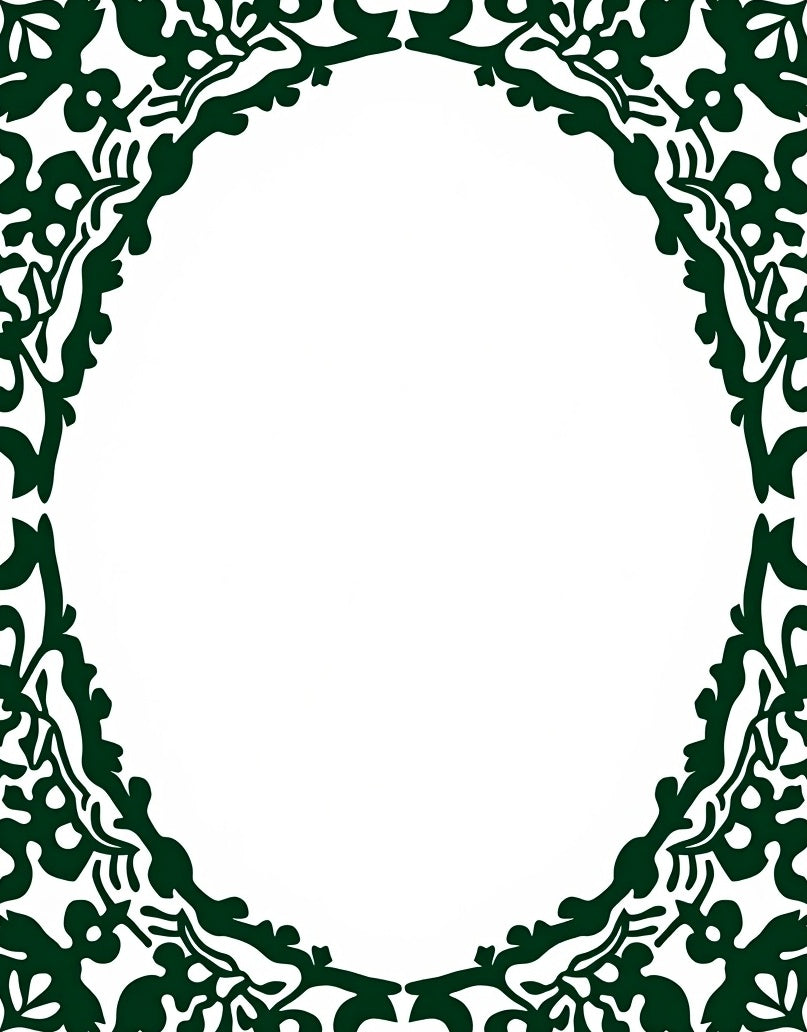 Emerald Laurel Scroll Border Rug