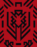 Bold Red Geometric Animal Rug