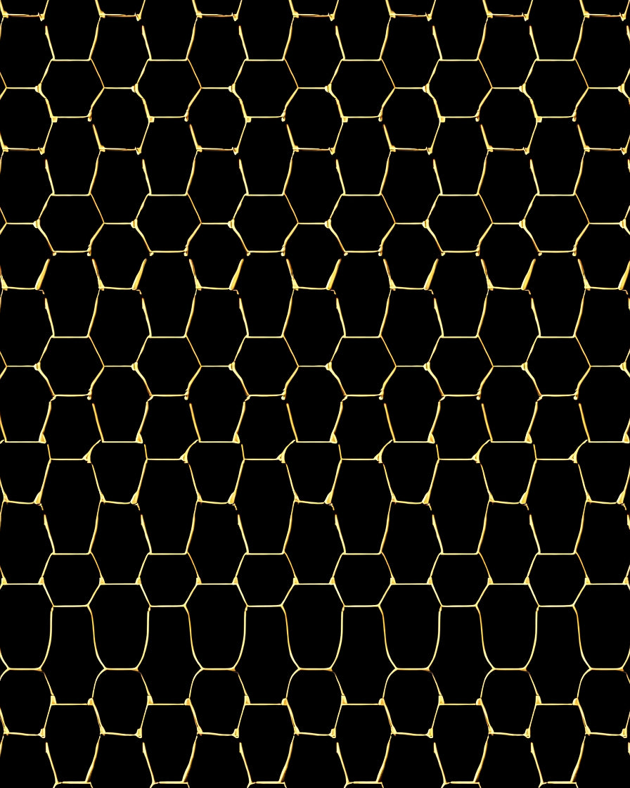 Modern Gold Hexagon Grid Rug