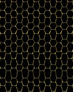 Modern Gold Hexagon Grid Rug