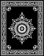 Black White Ornate Floral Medallion Frame Rug