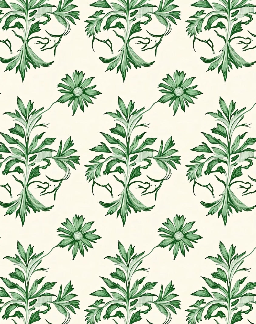 Emerald Green Blooming Floral Arrangement Rug
