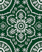 Deep Forest Green Floral Medallion Rug