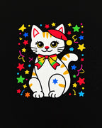 Rainbow Bow Cat Festive Star Confetti Rug