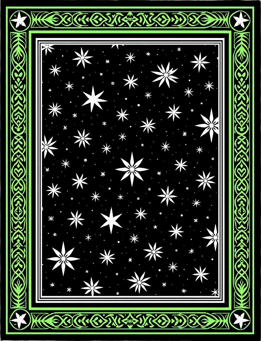 Neon Green Starry Night Sky Rug