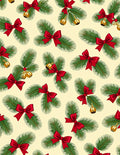 Festive Pine Sprigs Red Bows Golden Bells Rug
