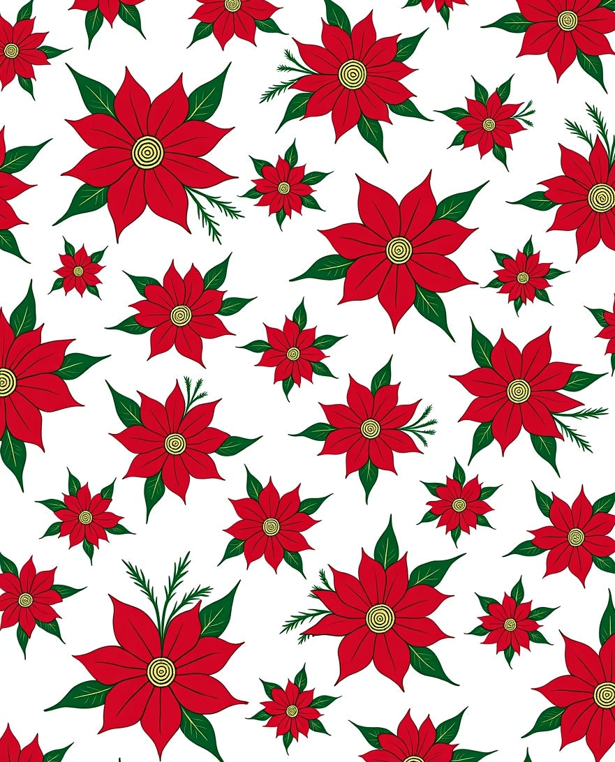 Vibrant Red Floral Evergreen Arrangement Rug