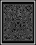 Black White Angular Maze Harmony Rug