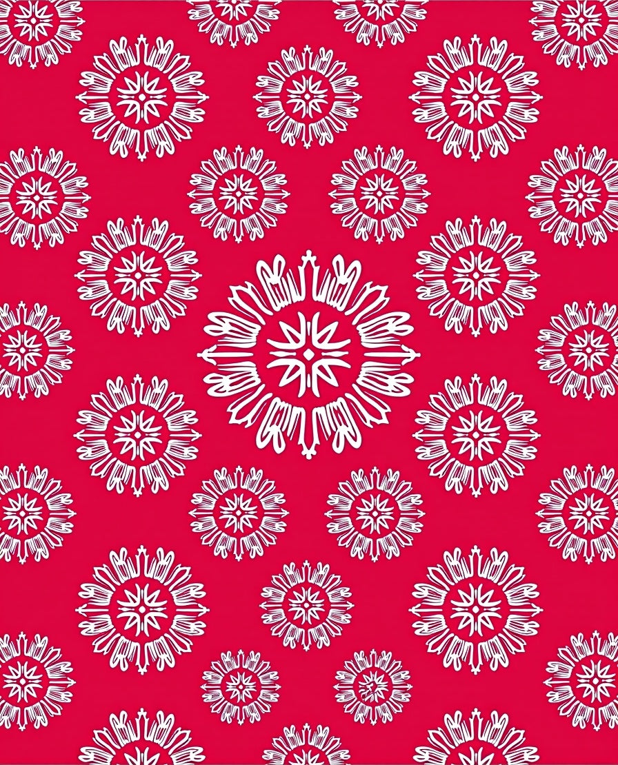 White Floral Sunburst Medallion Red Rug