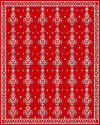 Crimson White Folk Scandi Medallion Rug
