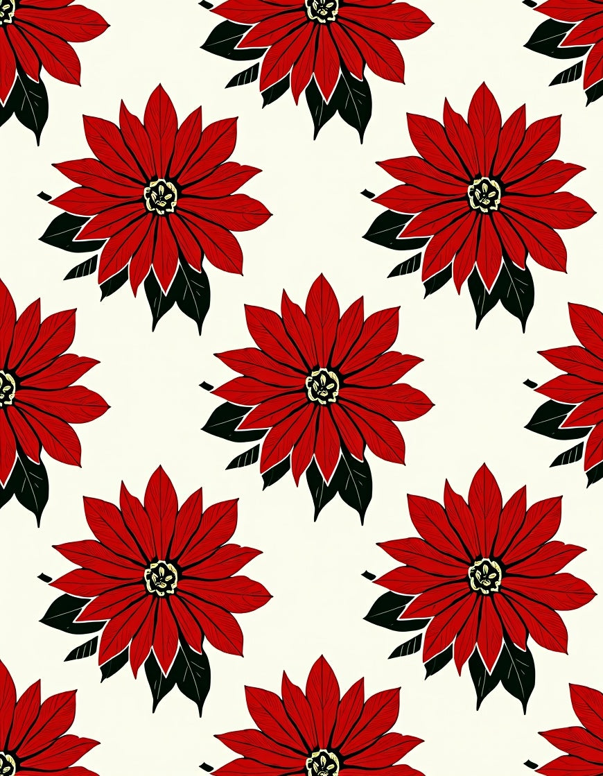 Vibrant Red Poinsettia Floral Rug