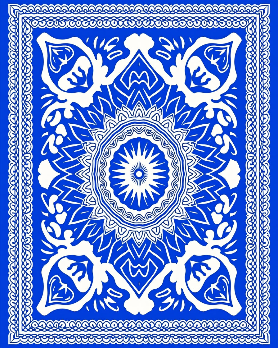 Bold Royal Blue Intricate Mandala Rug