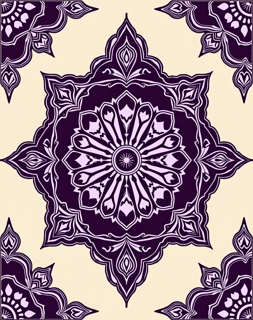 Rich Plum Eight Pointed Starburst Rug