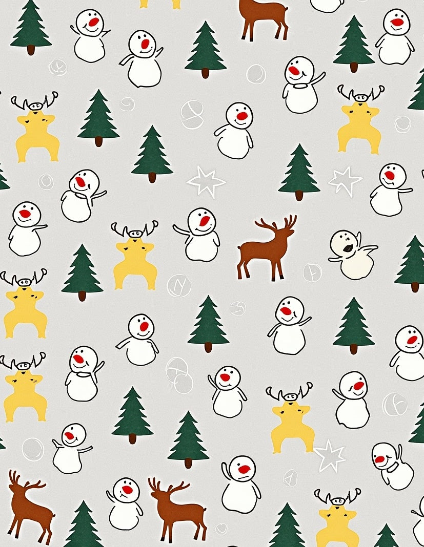 Charming Snowman and Deer Holiday Scene Rug