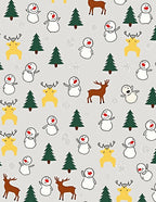 Charming Snowman and Deer Holiday Scene Rug